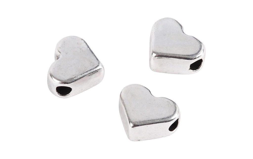 Creativ Company Perles Coeur, 7 mm, argenté, 3 pcs.