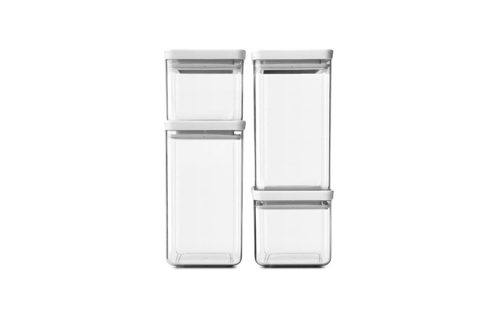 Brabantia Récipients à provisions Tasty 4 pièces, 4.6 l, Transparent/Blanc
