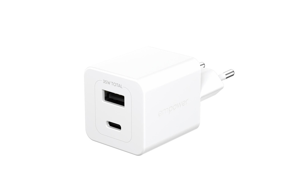 emPower by PanzerGlass Chargeur mural USB Turbo 35 W incl. USB-C + USB-A Argent Blanc