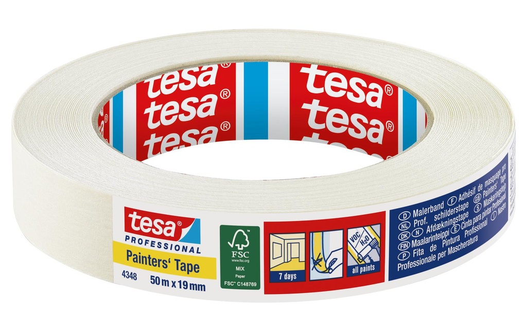 tesa Ruban de masquage tesakrepp Standard 50 m x 19 mm, beige
