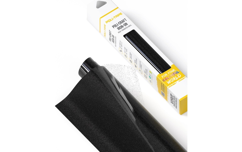 Poli-Tape Film thermocollant Pearl Glitter, 30.5 x 61 cm, noir