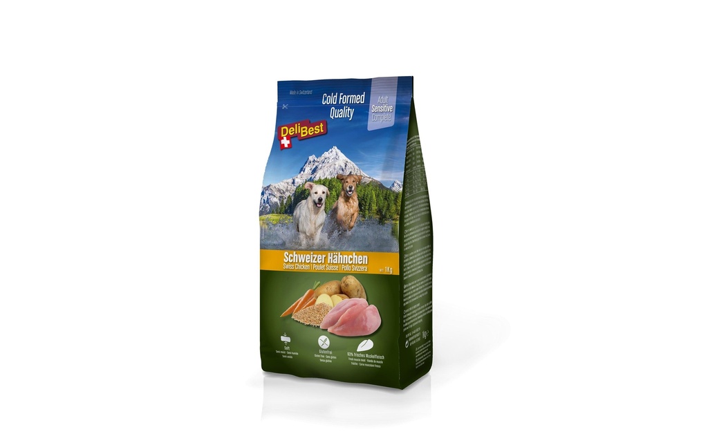 DeliBest Aliments mi-humides pour animaux Premium Complete Sensitive Dog, Poulet, 1 kg