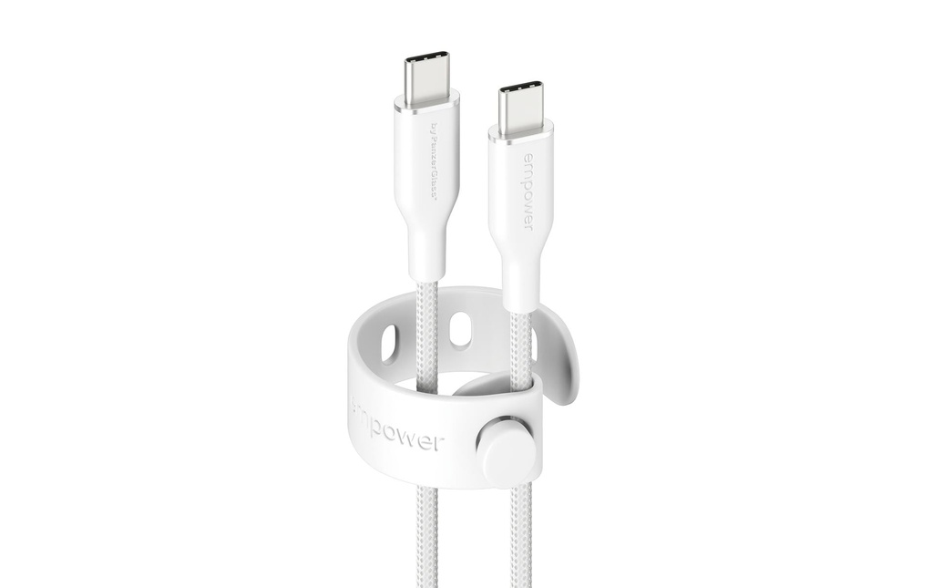 emPower by PanzerGlass Câble USB 2.0 Racing 60 W argent blanc USB-C - USB-C 1.2 m