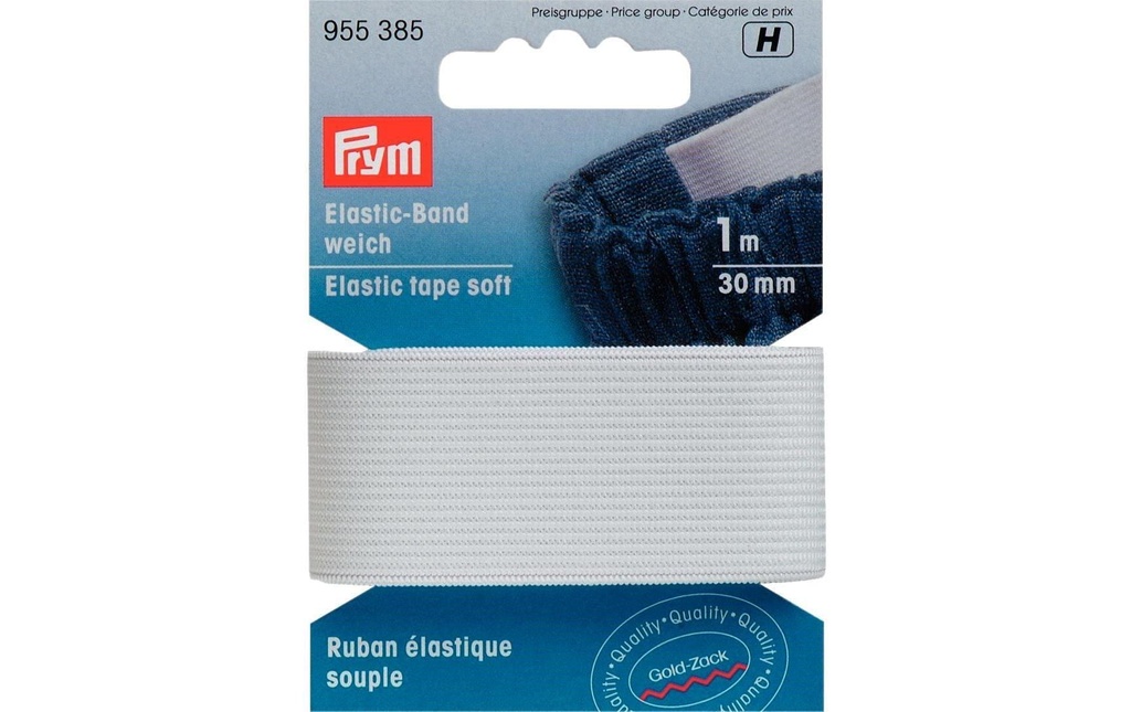 Prym Bande élastique 30 mm, Blanc
