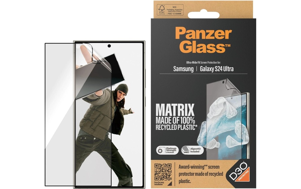 Panzerglass Protection d’écran Ultra Wide Fit D3O PET Galaxy S24 Ultra