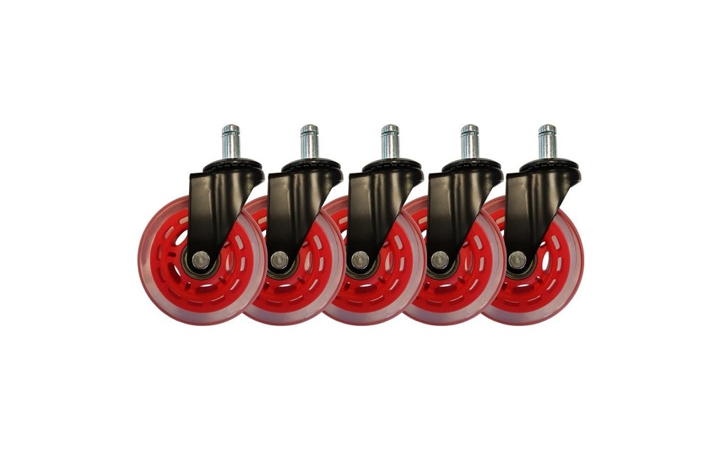 LC-Power Jeu de 5 roulettes pour chaise de jeu Rouge