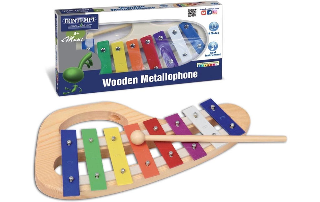 Bontempi Metallophone avec 8 plaquettes métalliques