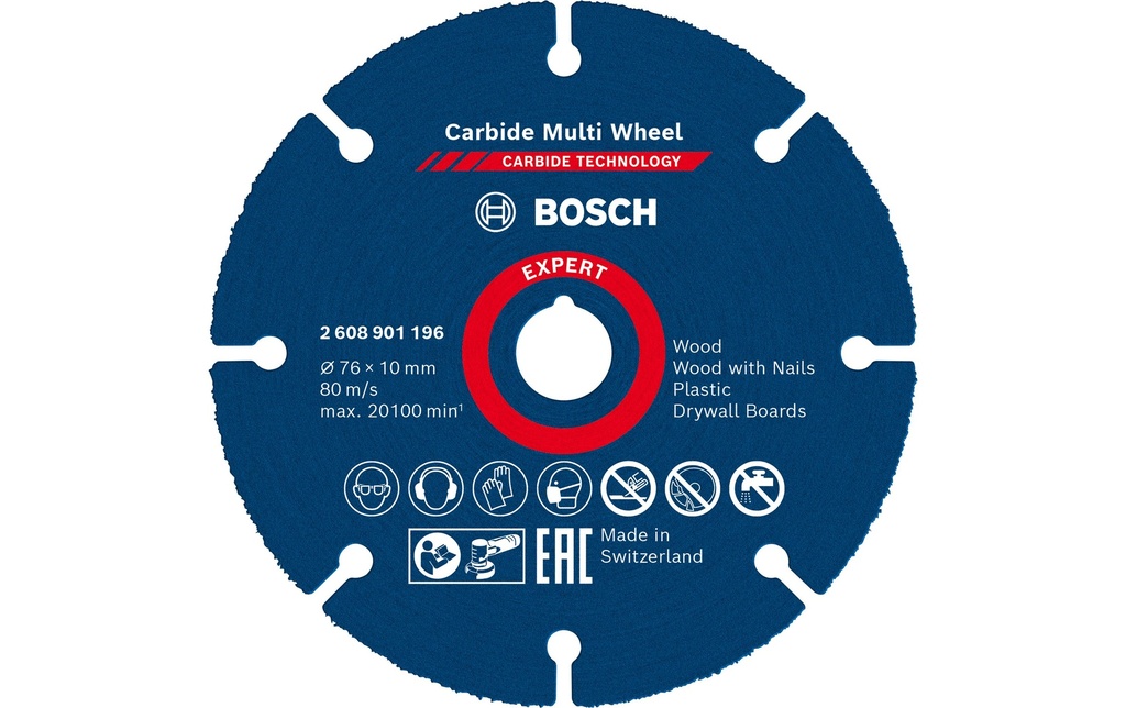 Bosch Professional Disque à trancher EXPERT Carbide Multi Wheel, 76 mm