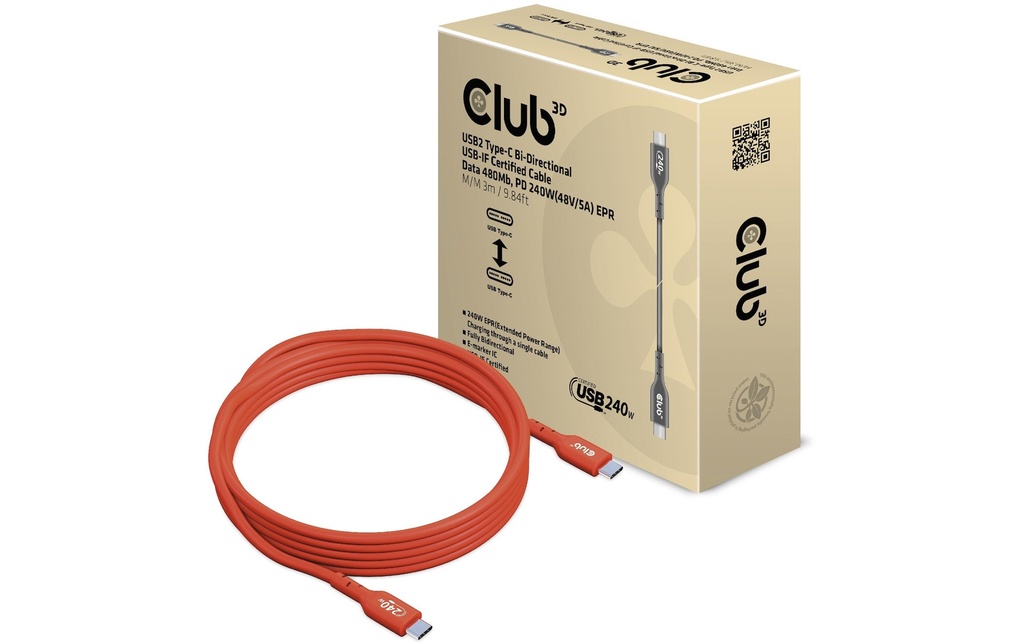 Club 3D Câble chargeur USB CAC-1513 USB-C - USB-C 3 m