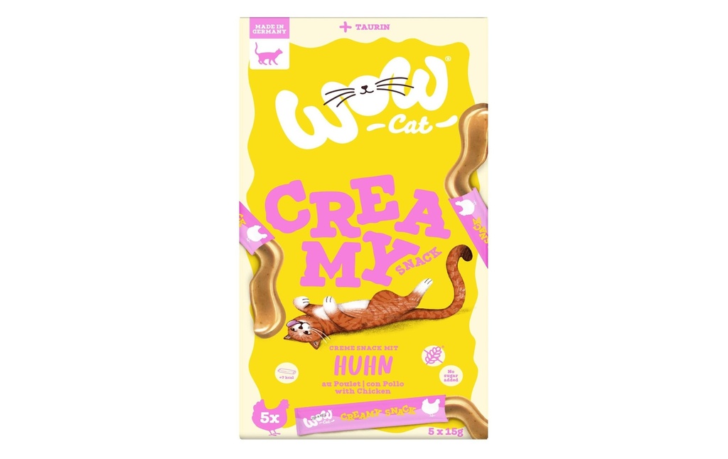 WOW Collation pour chat Creamies au poulet, 5 x 15 g