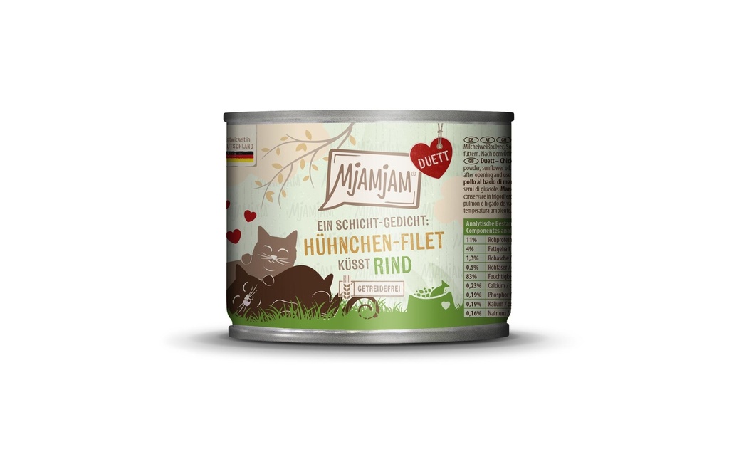 Mjamjam Alimentation humide Duo poulet-filet embrasse bœuf, 190 g