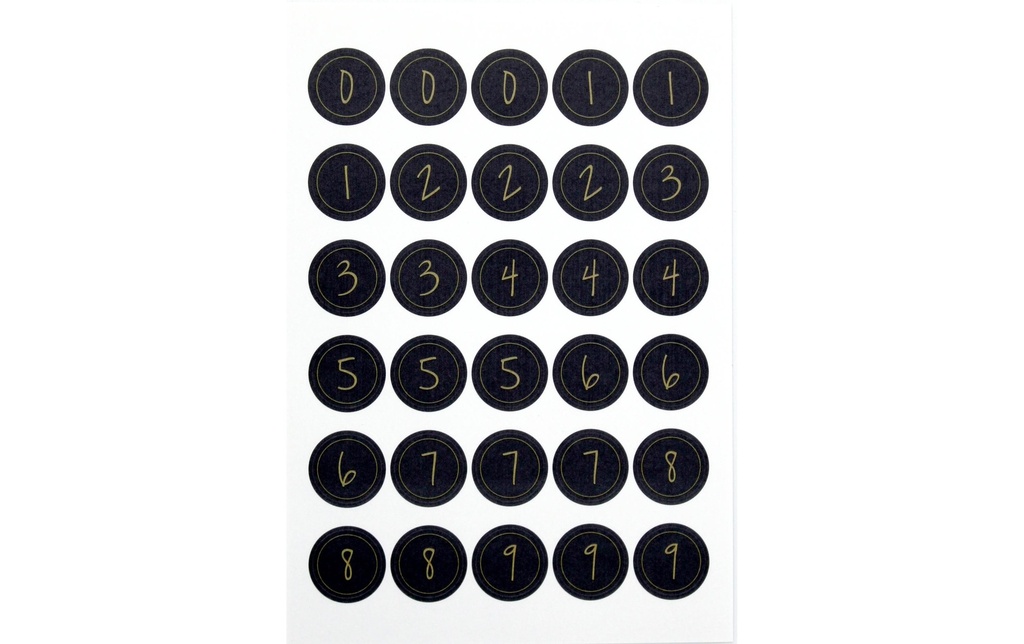 Artoz Autocollants de numéros 0-9, 6 Pièce/s Noir/Doré