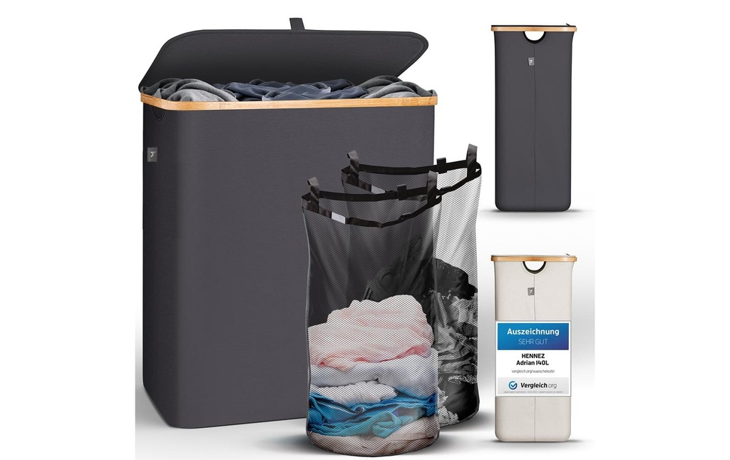 Hennez Corbeille à linge Adrian 140 l, Anthracite
