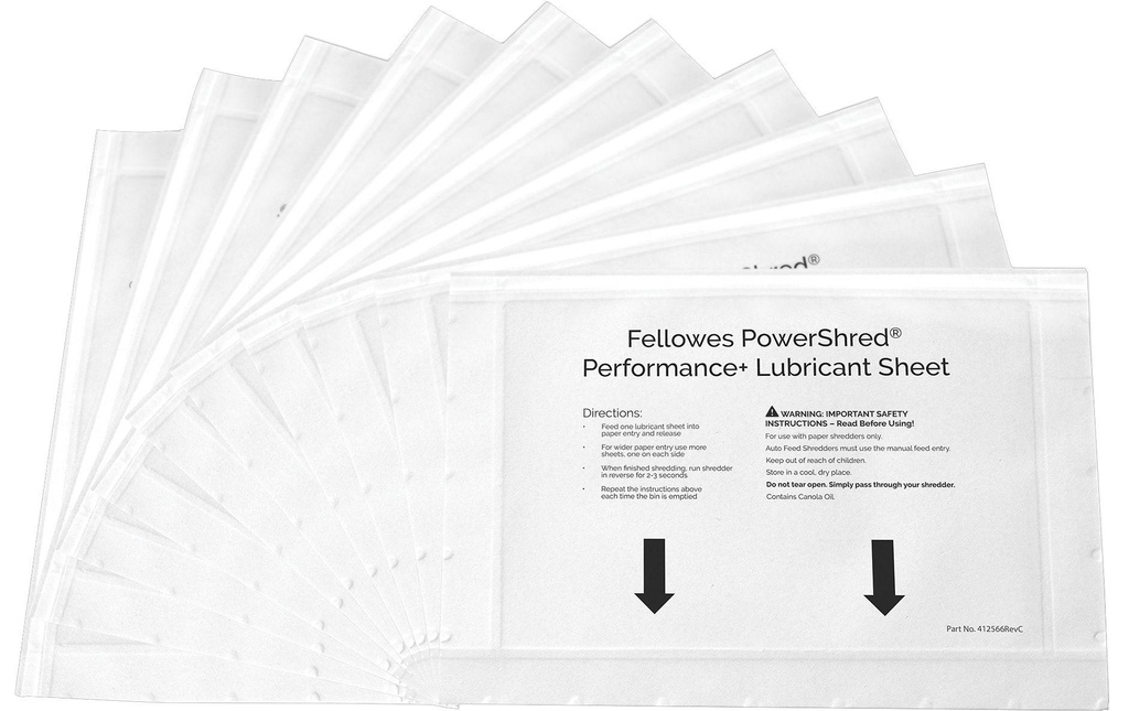 Fellowes Papier huilé pour déchiqueteuse de documents Perfomance 10 feuilles