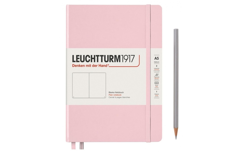 Leuchtturm Bloc-notes Medium A5, Vierge, 2-pièces, poudre