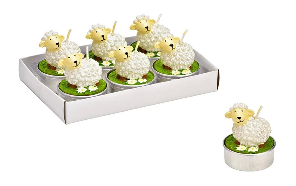 G. Wurm Bougie chauffe-plat Moutons 6 pièces, Blanc