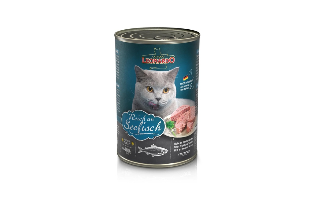 Leonardo Cat Food Alimentation humide Poisson de mer, 400 g