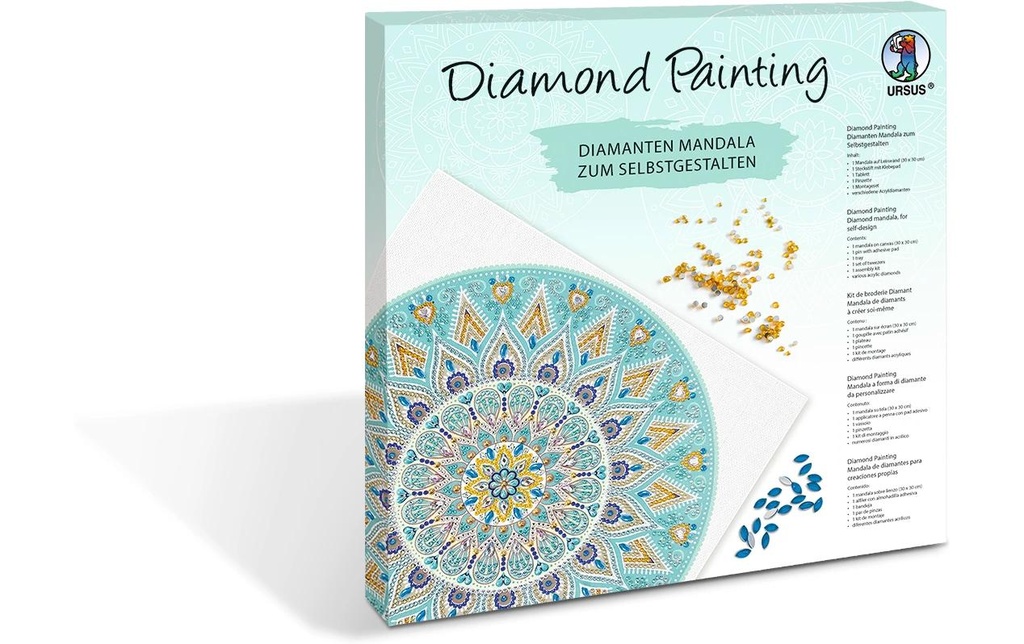 URSUS Kits de bricolage Diamond Painting Mandala 30 x 30 cm