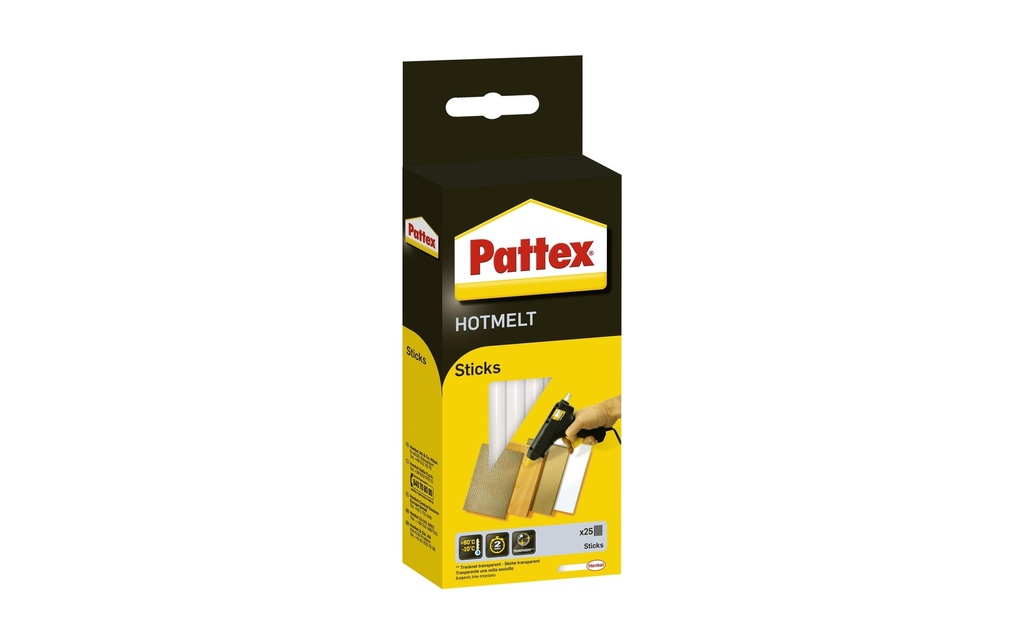 Pattex Bâtonnet de colle Ø 11 mm, 25 pièces, Transparent