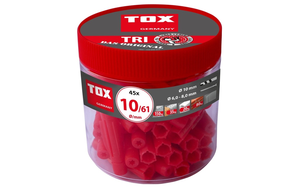 Tox-Dübel Chevilles à usage multiple Tri 10x61 mm, peut à 45 Pièce/s
