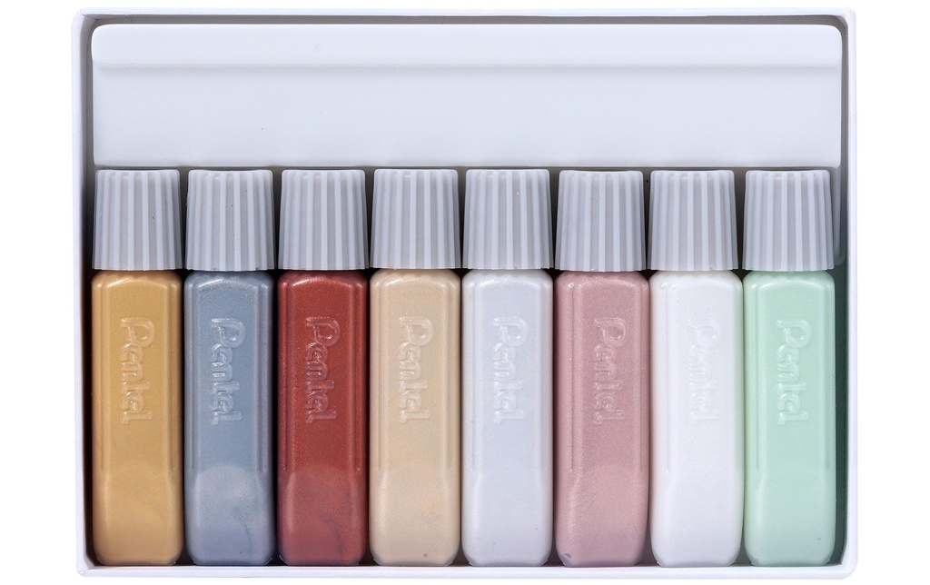 pentel Peinture pour textile Set de 8 couleurs pailletées