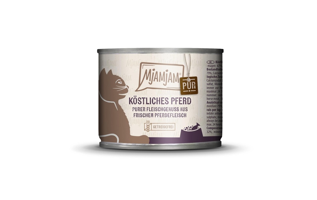 Mjamjam Alimentation humide Boîte de cheval pur, 200 g
