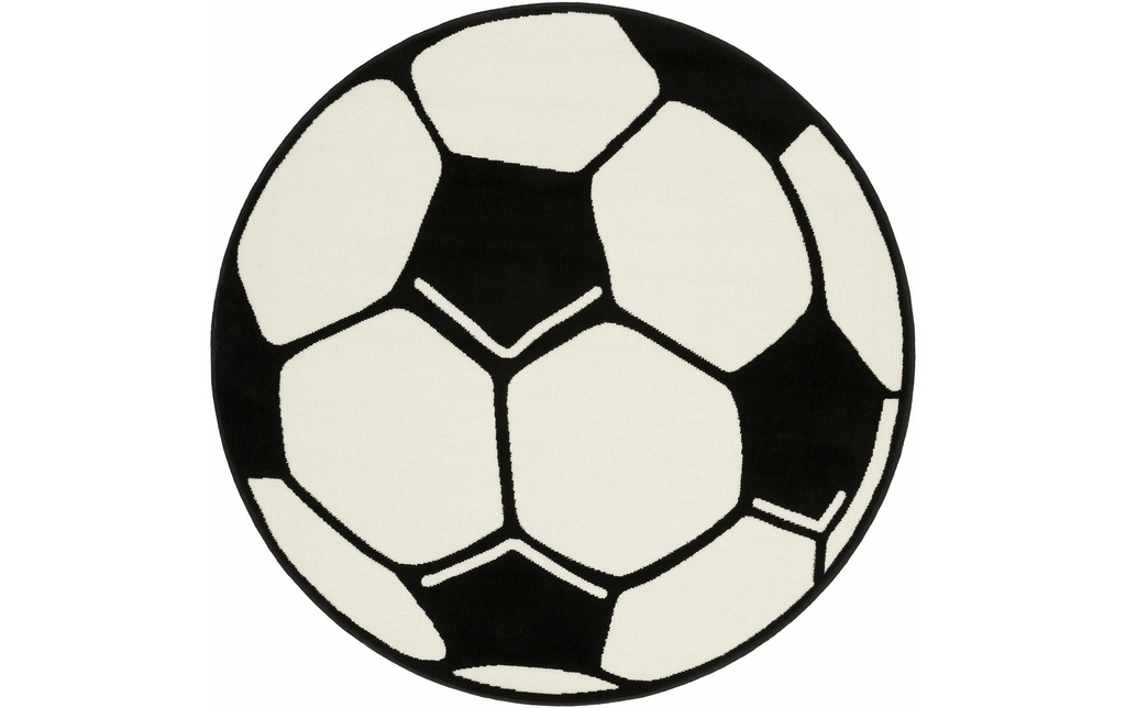 Hanse Home Tapis de jeu Football 150 cm, Blanc/Noir