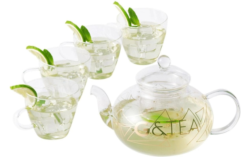 Oak & Steel Théière avec des tasses 0.8 l, Transparent