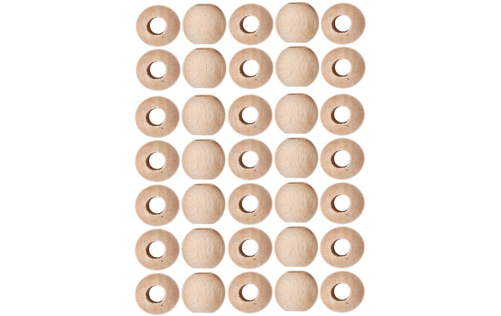 lalana Perles en bois avec grand trou 10 mm, 35 pièces