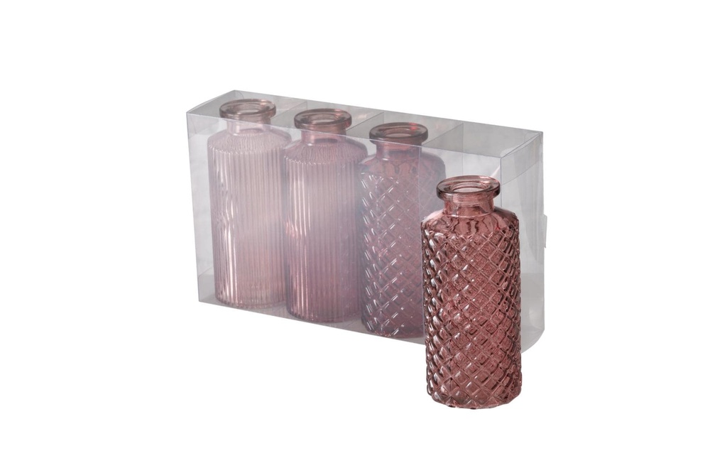 Boltze Vase Panja 4 pièces, 14 cm, Rose