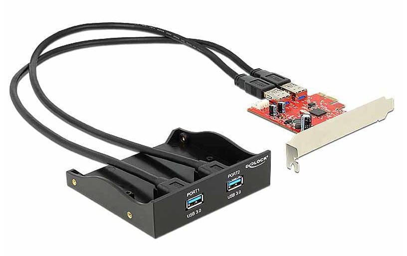 Delock Panneau frontal 61775 USB 3.0 - 2 ports y compris carte PCI-E