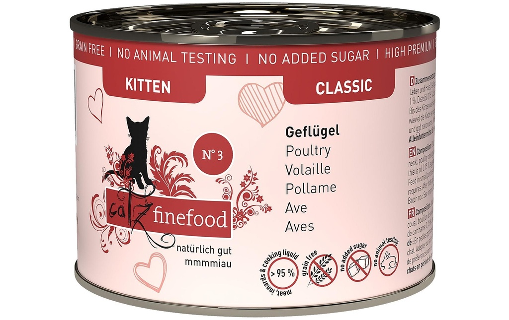 catz finefood Alimentation humide Kitten No.03 Volaille, 200 g