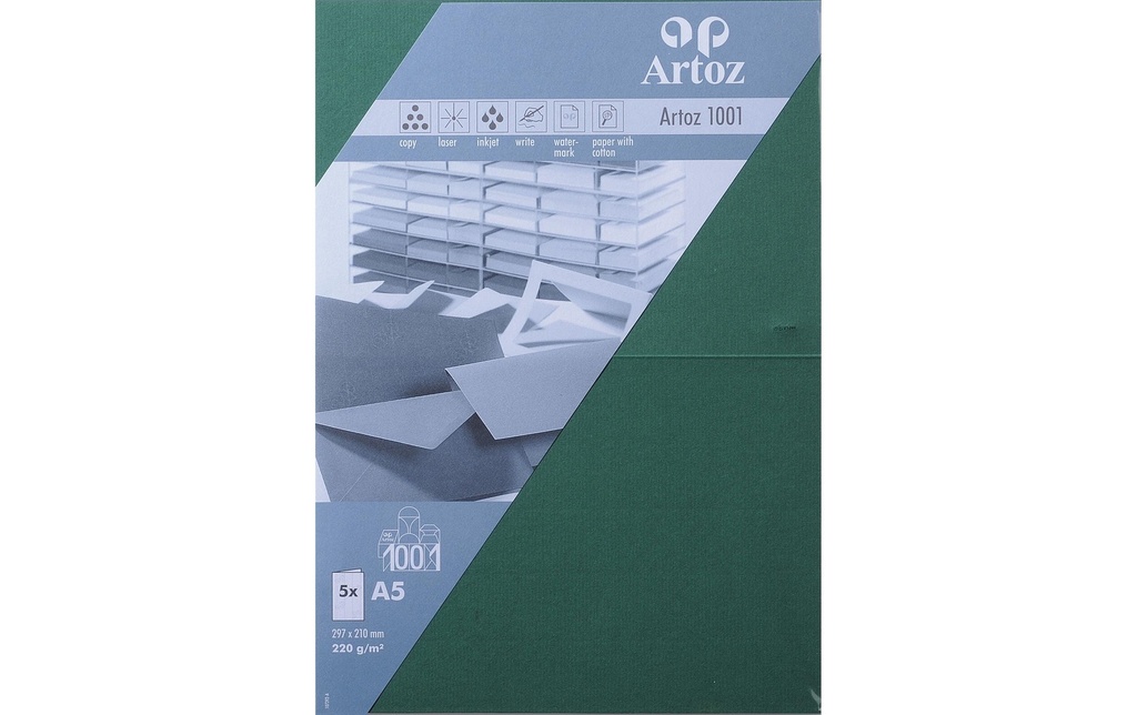 Artoz Carte vierge 1001, A5, 5 feuilles, Racinggreen