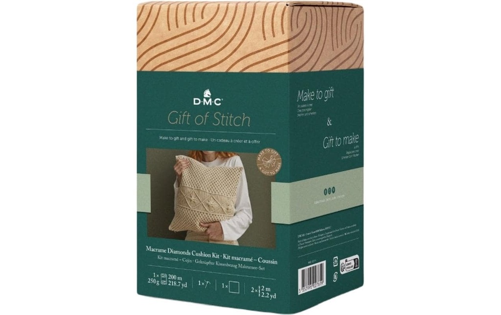 DMC Fil de coton Gift of Stich Coussin en diamant, 40 x 40 cm
