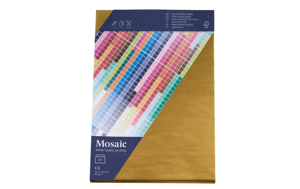Artoz Enveloppe Mosaic C5, 20 pièces, Doré