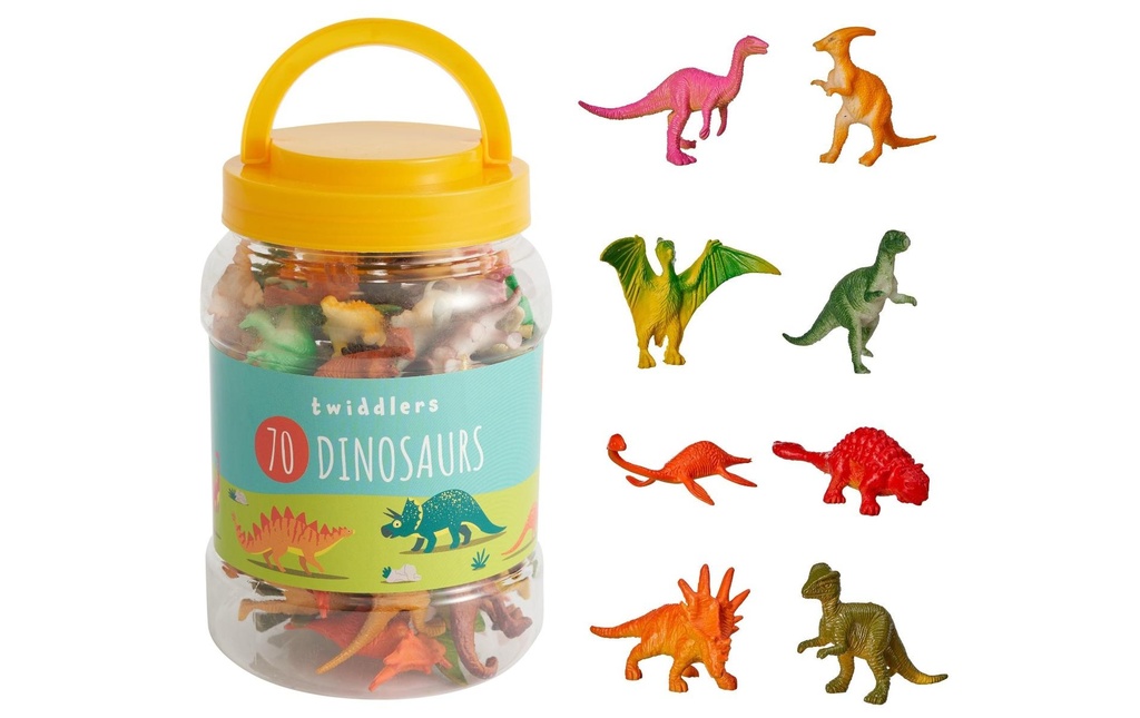 Twiddlers Ensemble de pions Mini dinosaures, 70 pièces