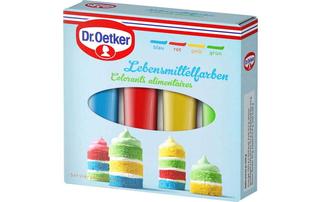 Dr.Oetker Kits de colorants alimentaires Bleu/Rouge/Vert/Jaune