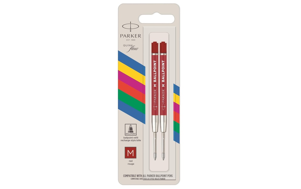 Parker Mine de crayon Quinkflow moyen (M), Rouge, 2 pièces