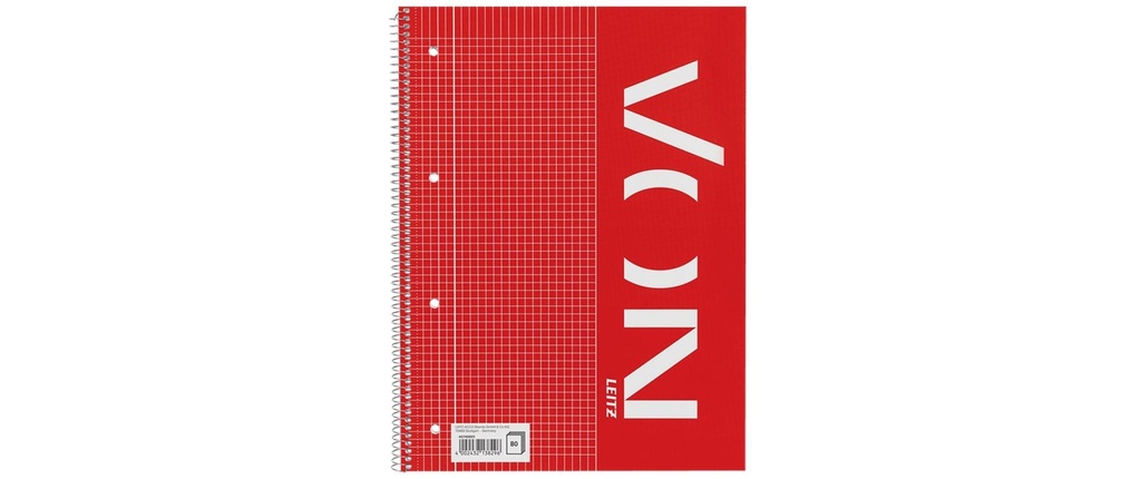 VON Bloc-notes A4 quadrillé, 80 feuilles, rouge, 5 pièces
