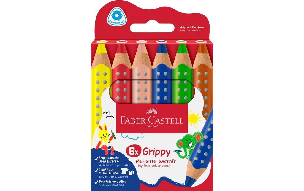 FABER-CASTELL Grippy crayon couleur 6pce (6 pces)