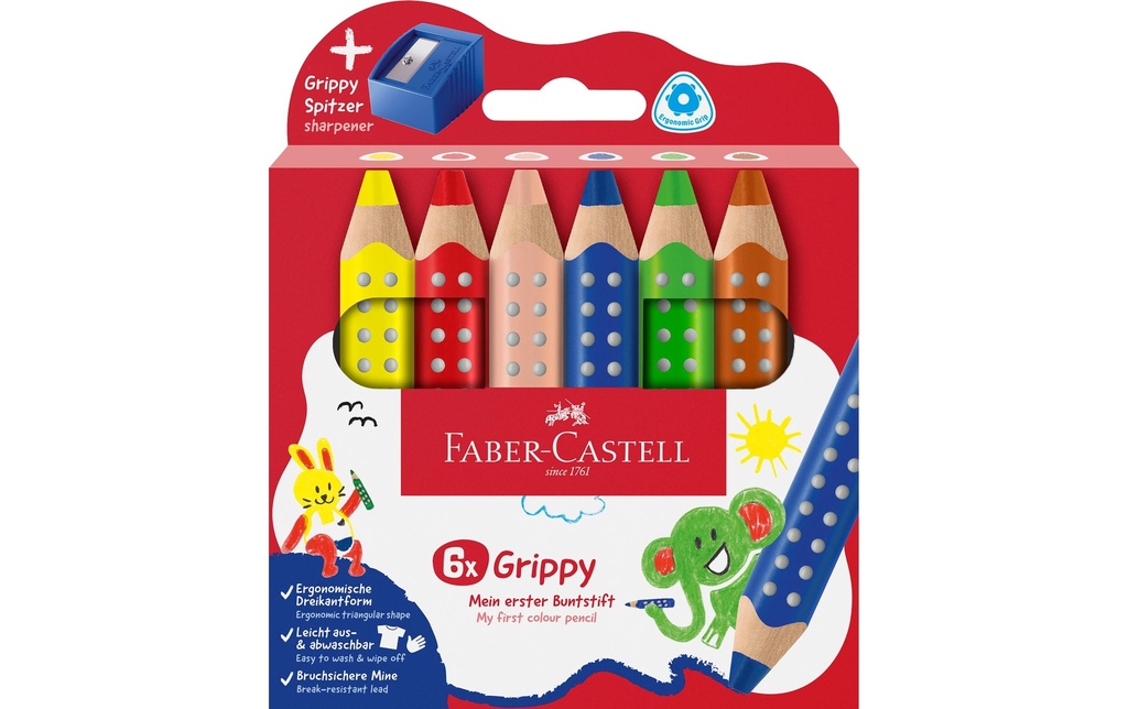 FABER-CASTELL Grippy 6pce, taille crayon (7 pces)