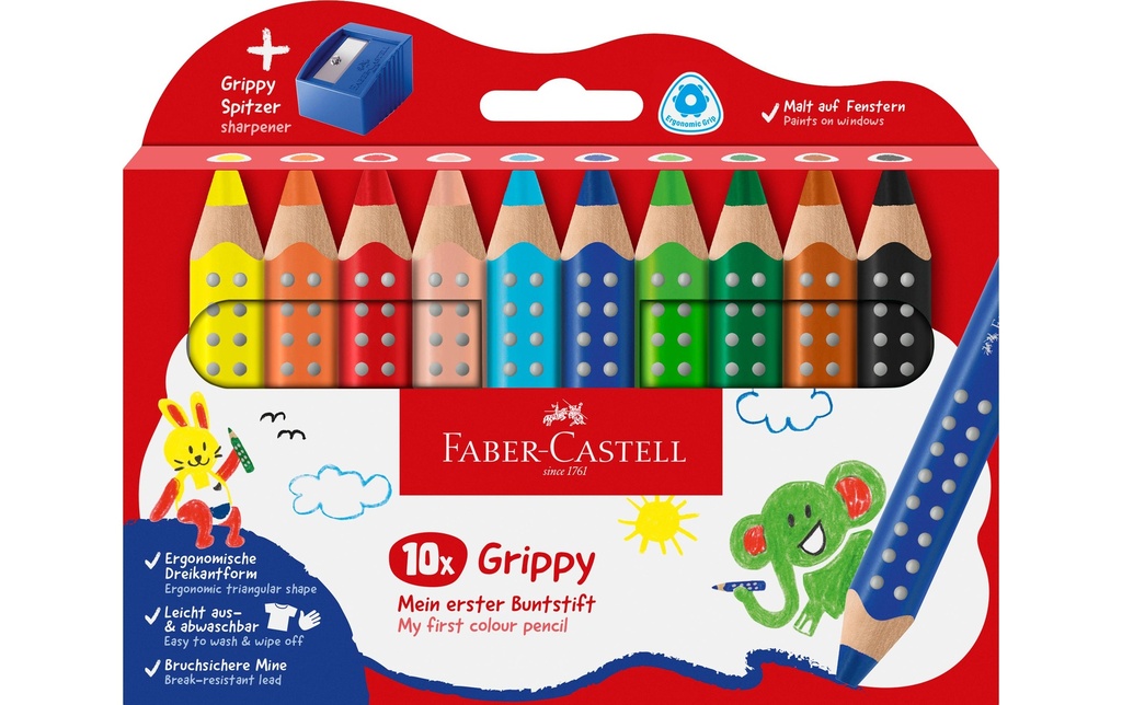 FABER-CASTELL Grippy 10pce, taille crayon (11 pces)