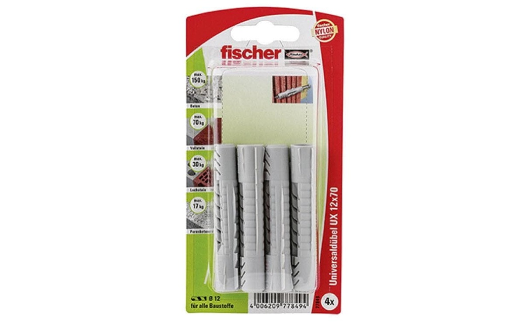 Fischer Cheville universelle  UX 12 x 70, 4 Pièce/s