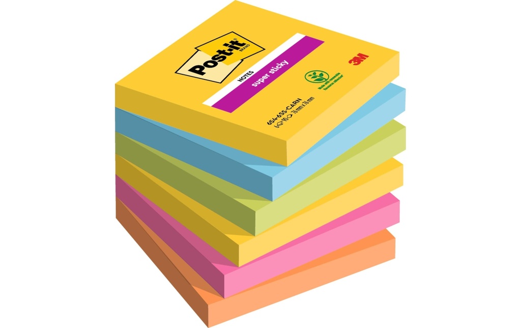 Post-it Fiche de bloc-notes Post-it Super Sticky 7.6 cm x 7.6 cm