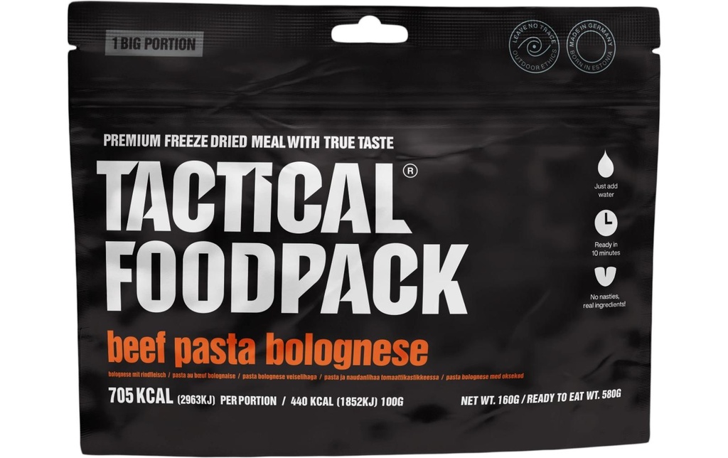Tactical Foodpack Plat principal Pâtes de bœuf à la bolognaise