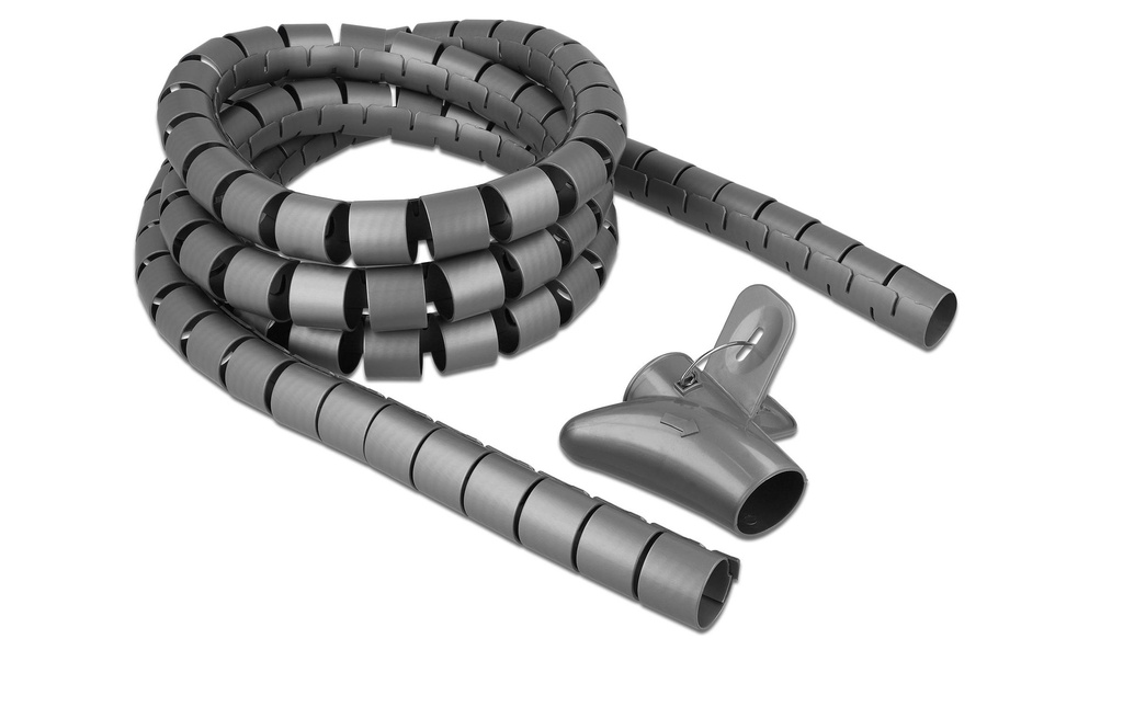 Delock Tuyau en spirale avec outil de rétraction, 2.5 m x 30  mm Gris
