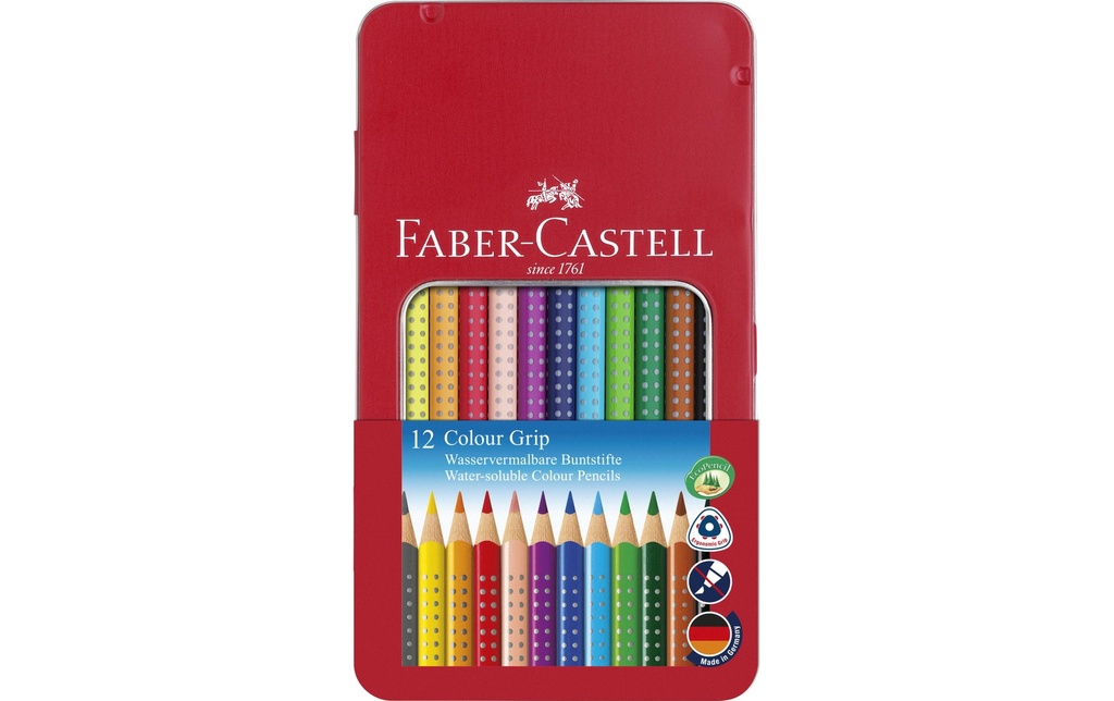 FABER-CASTELL Colour Grip boîte métal (12 pces)