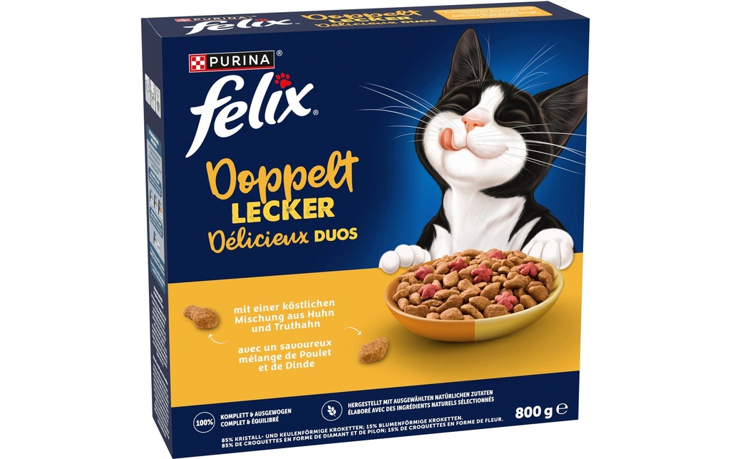 Felix Alimentation sèche Doublement délicieux Adult Volaille 800 g