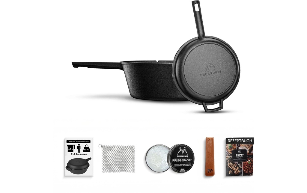 Gusskoenig Set de poêles 2 en 1 Casserole 3 l et poêle 1.5 L