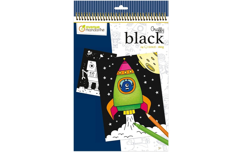 Avenue Mandarine Carnet de dessin Graffy noir Espace